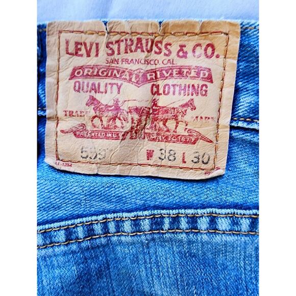 Levi's 559 vtg 90s Denim Jeans 38 x 30 Relaxed Straight Distressed Light Wash - Picture 6 of 11
